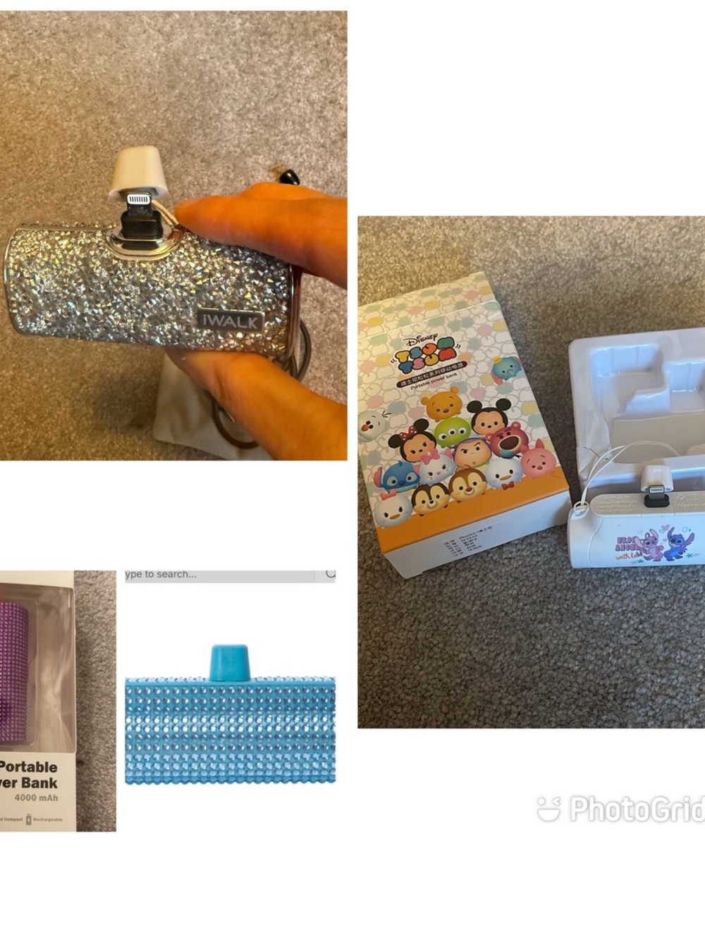 iWalk Glitter Portable Power Bank Charger - Silver  portable chargers bundle - Picture 2 of 2